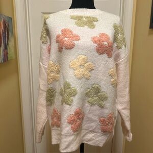 Dreamers Floral Sweater - Cream, Green, Peach